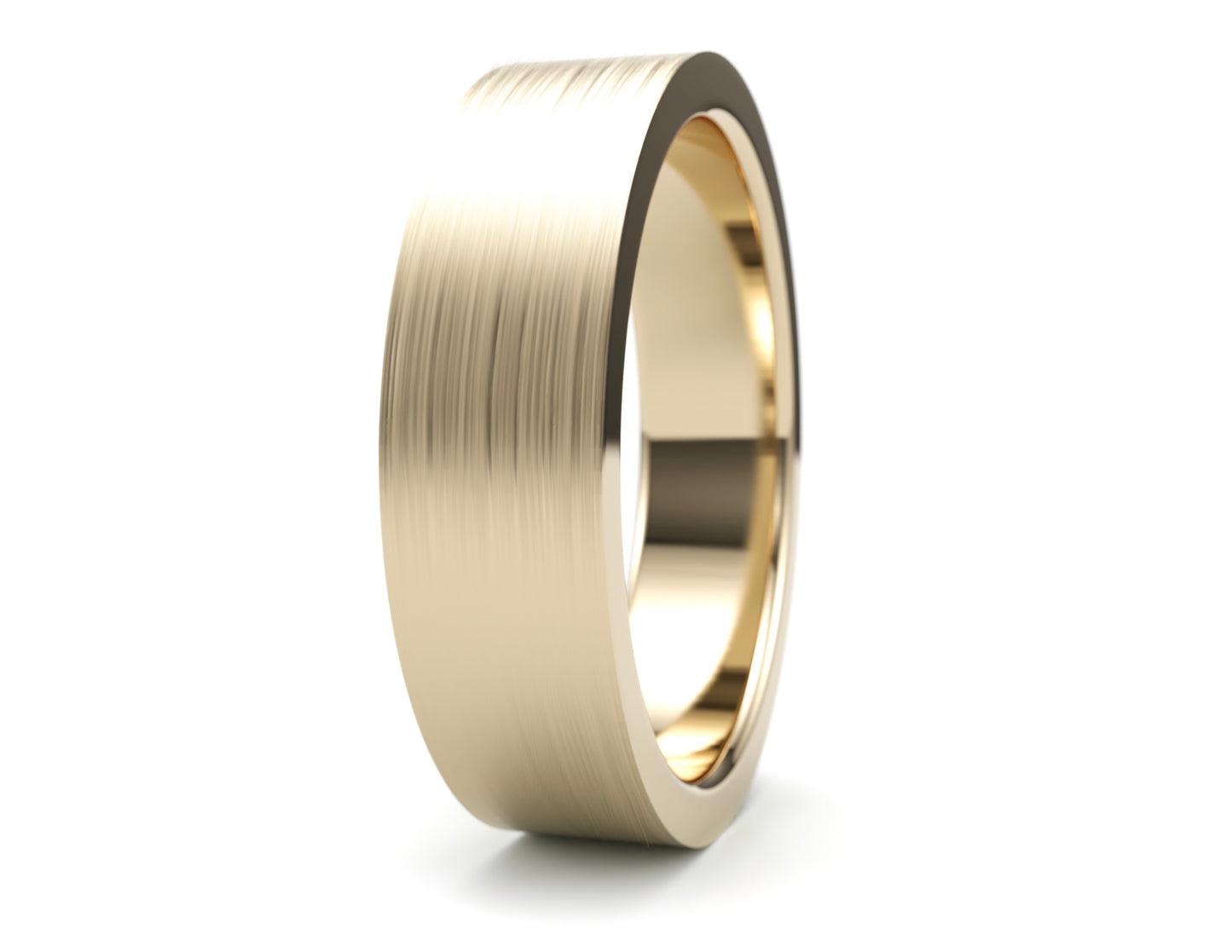 Solid Gold Wedding Band. Two tone brushed top finish. 6mm