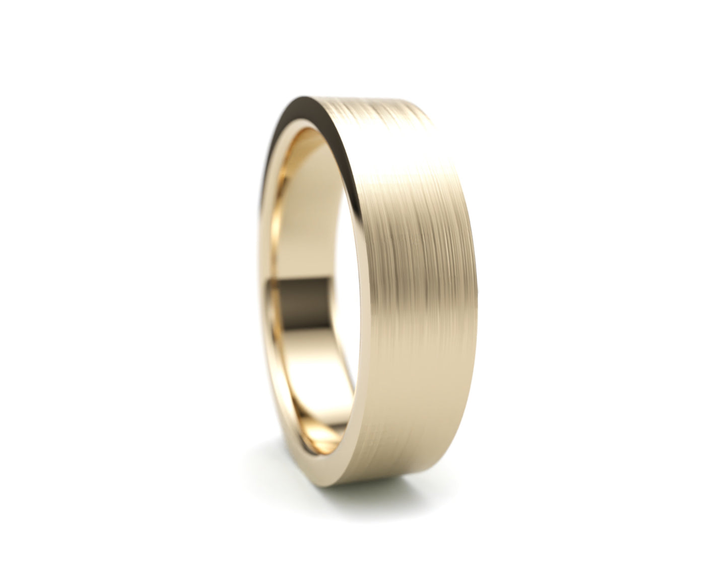 Solid Gold Wedding Band. Two tone brushed top finish. 6mm