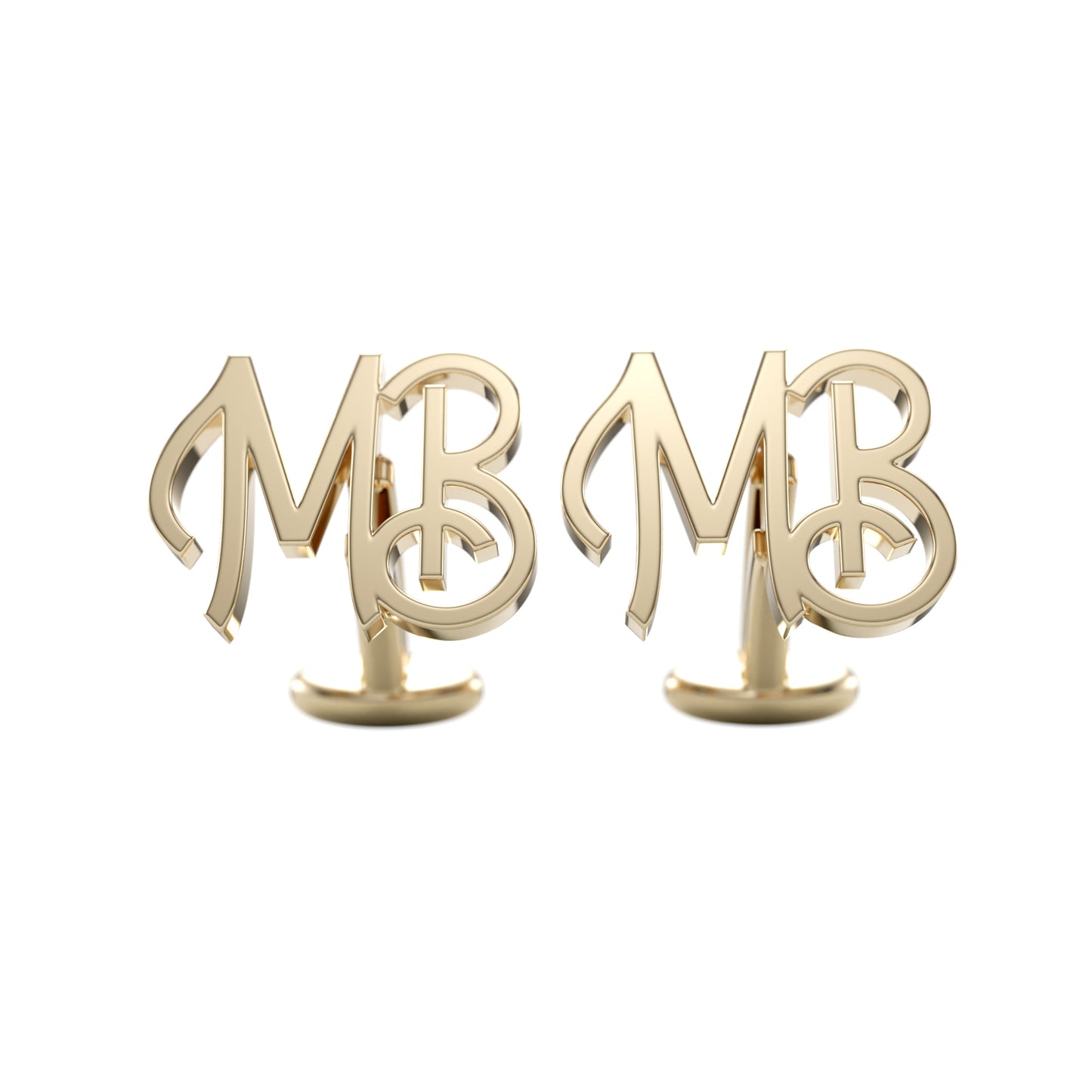 14k Gold Custom Two Initial Cufflinks. Gentleman