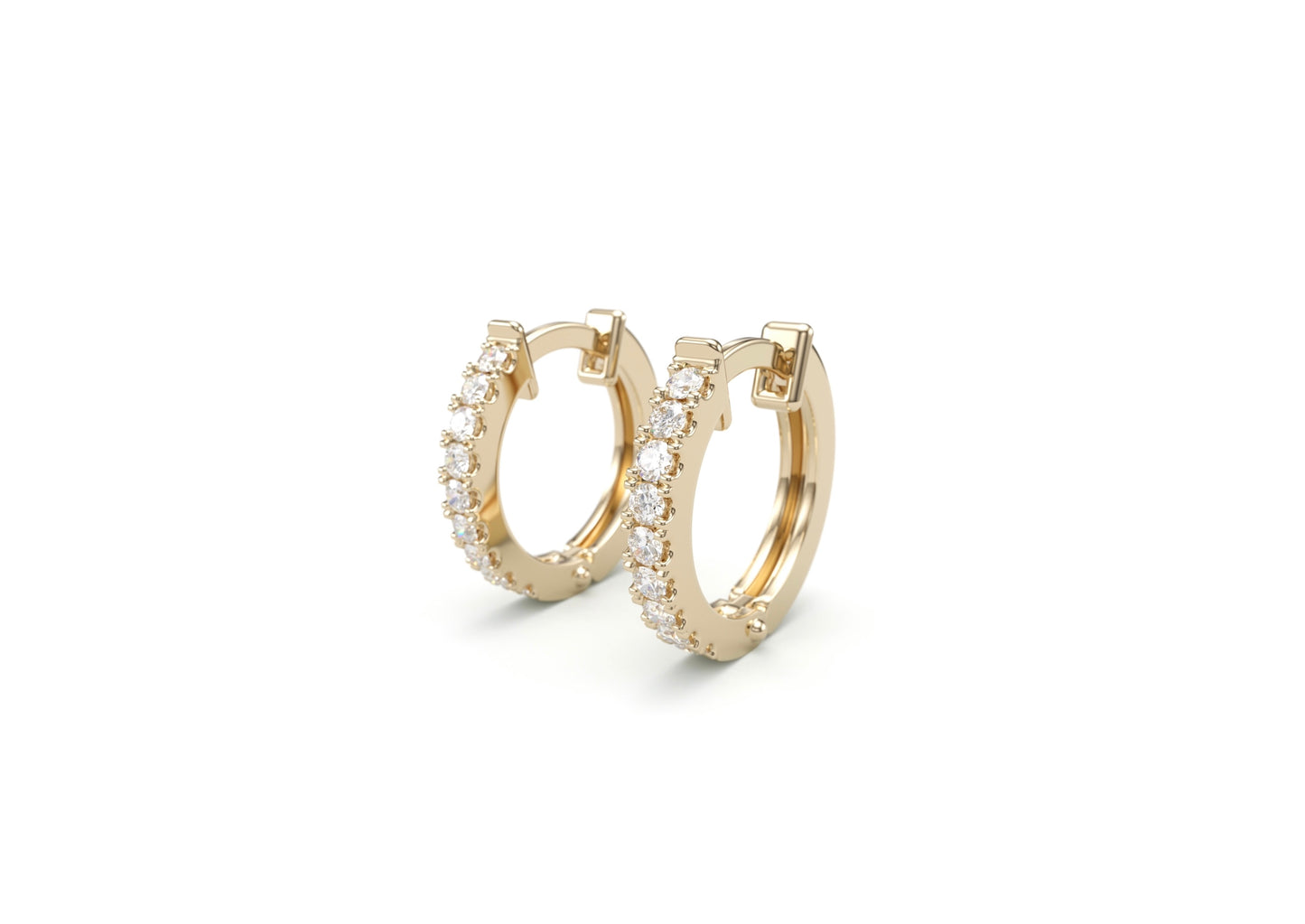 Classic Diamond Huggie Hoop Earrings.