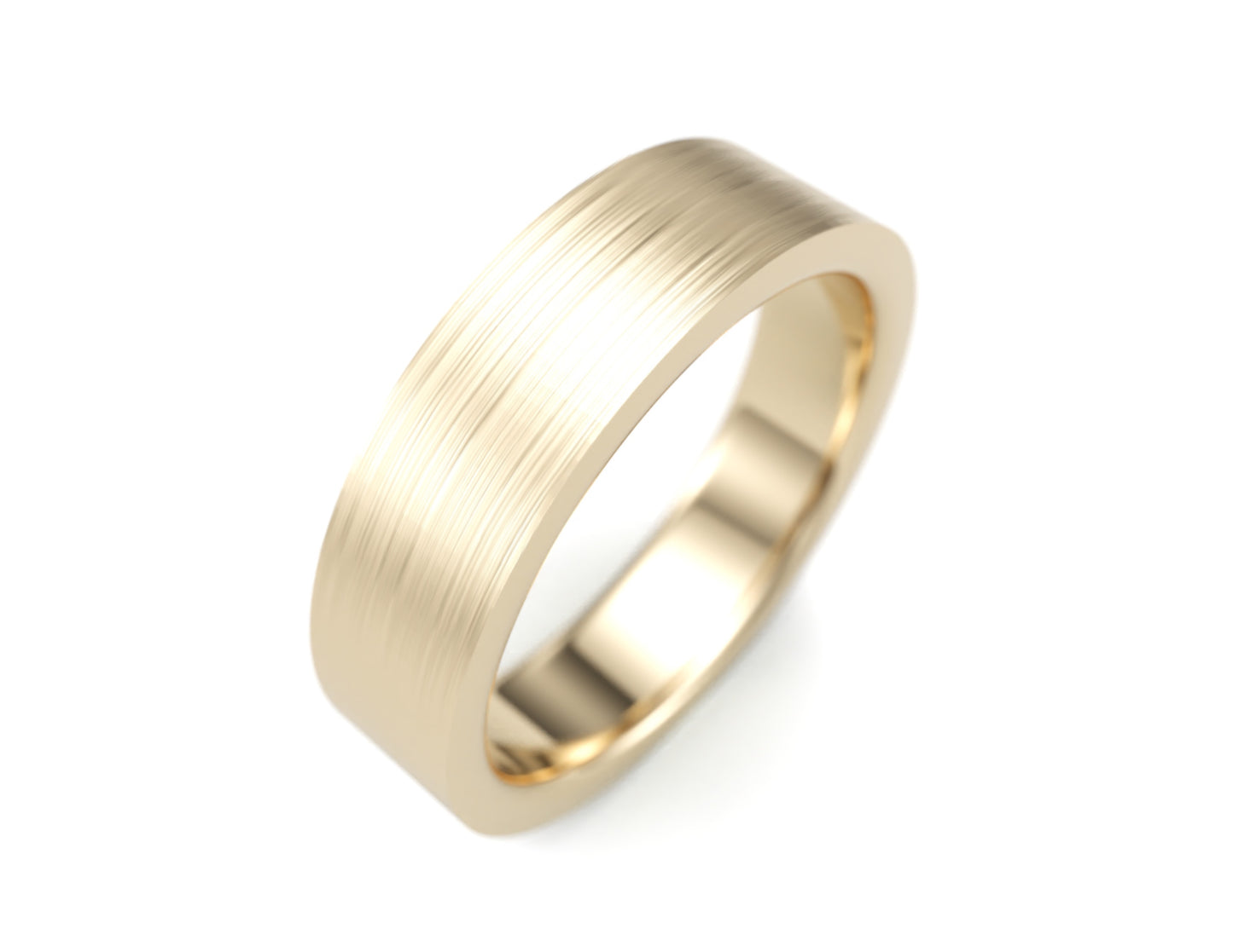 Solid Gold Wedding Band. Two tone brushed top finish. 6mm