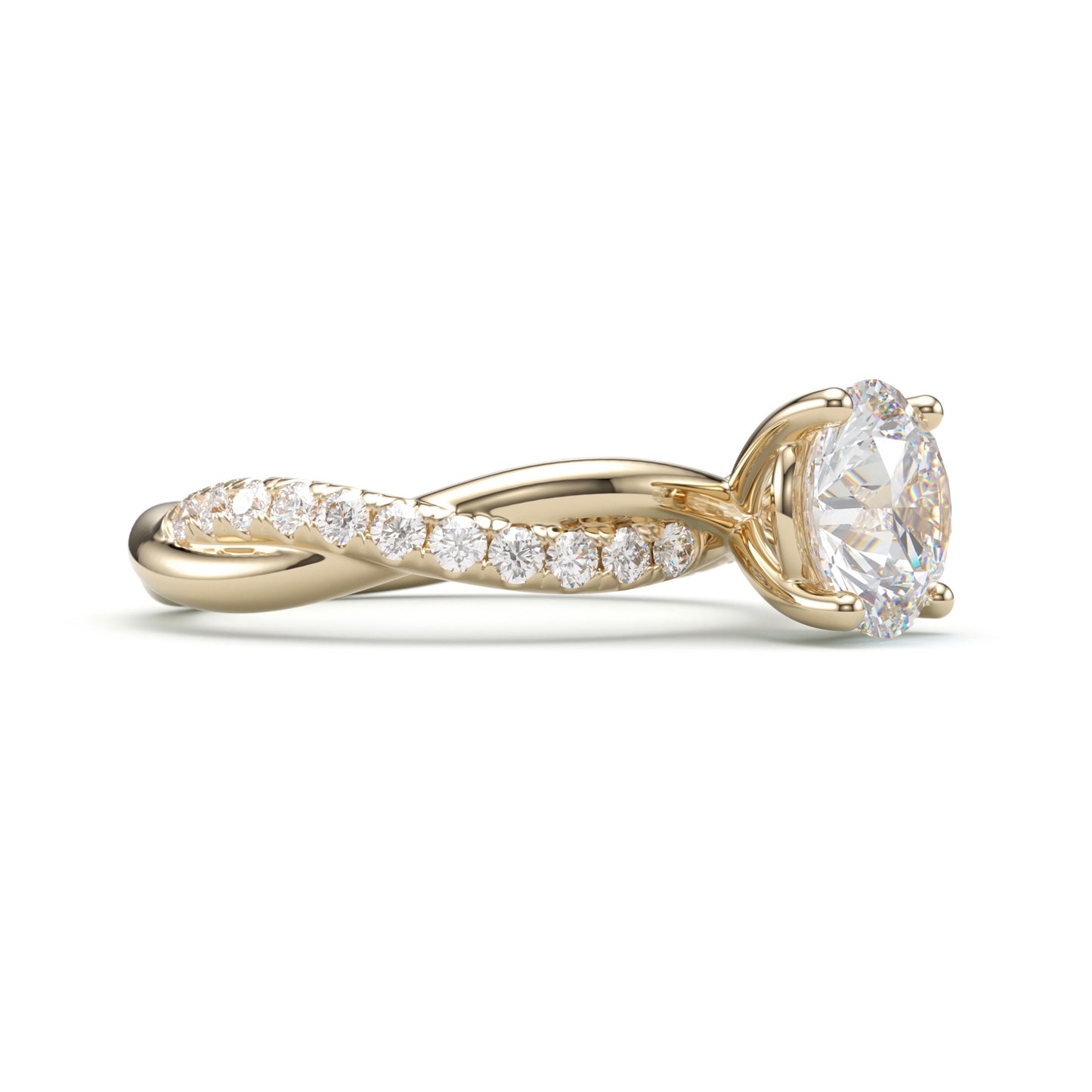 Pave Diamond Twist Engagement Ring.