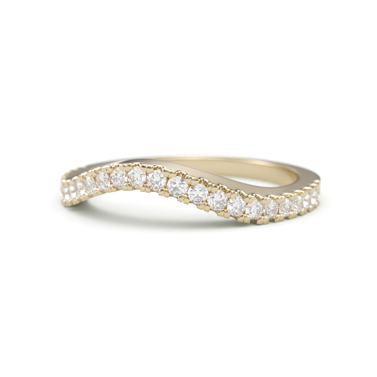 Curved Pave Diamond Wedding Band. 1.8 mm