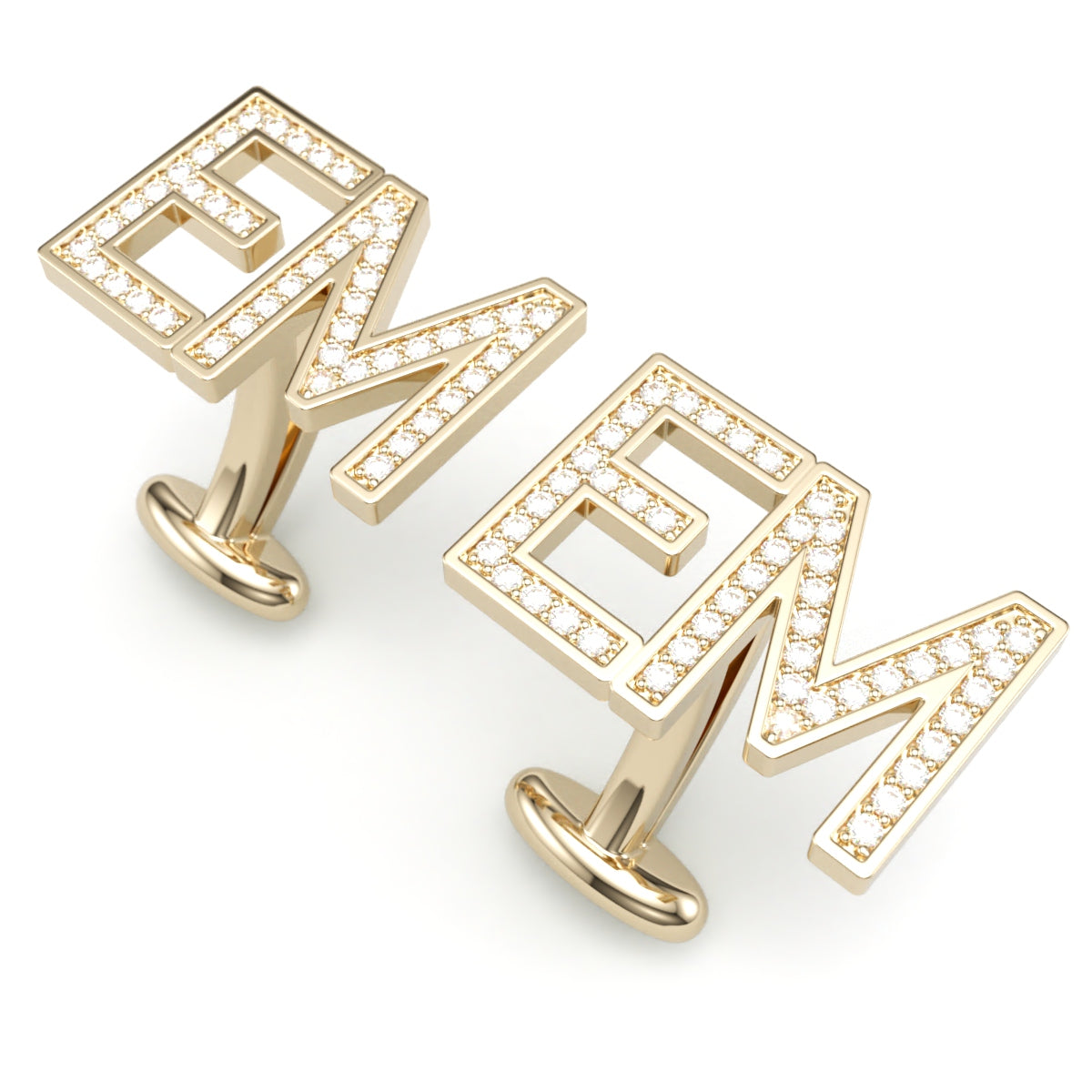 Custom Diamond Two Initial Cufflinks. Bold