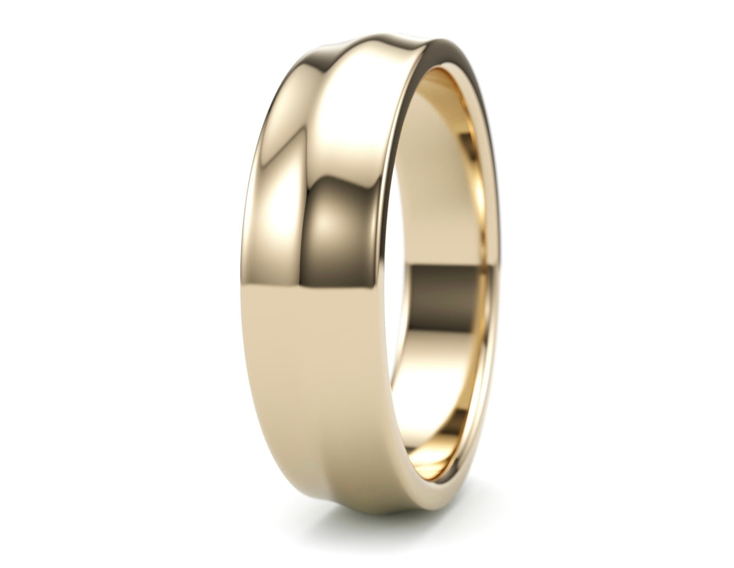 Solid Gold Wedding Band. Polished ridge 6mm