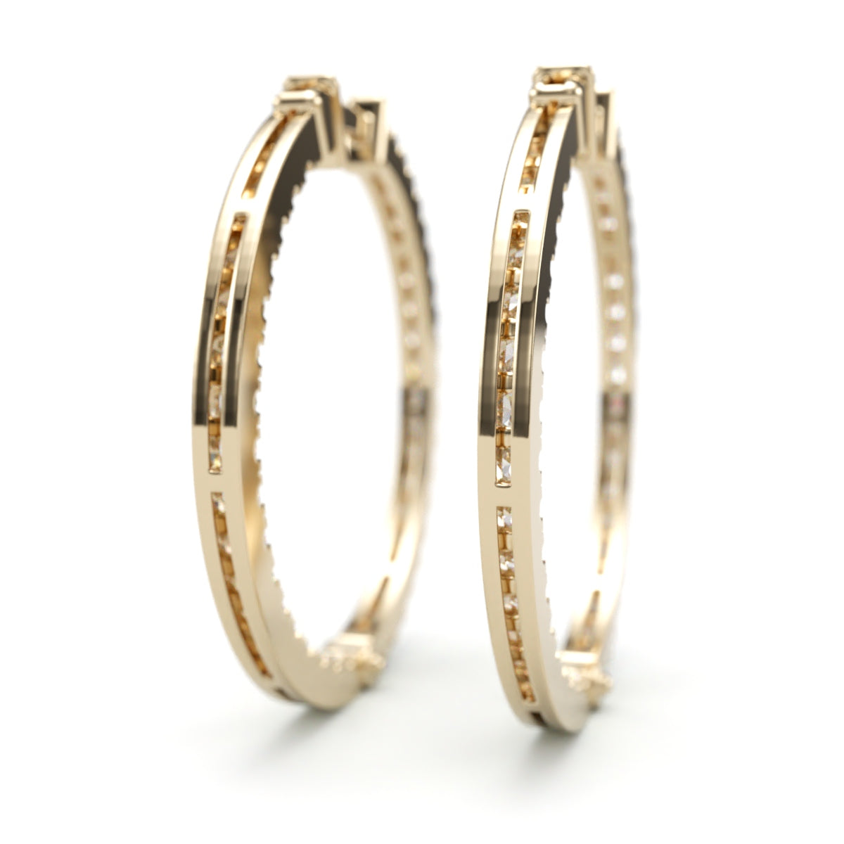 Classic Diamond Hoop Earrings. Light, Comfortable and Sturdy.