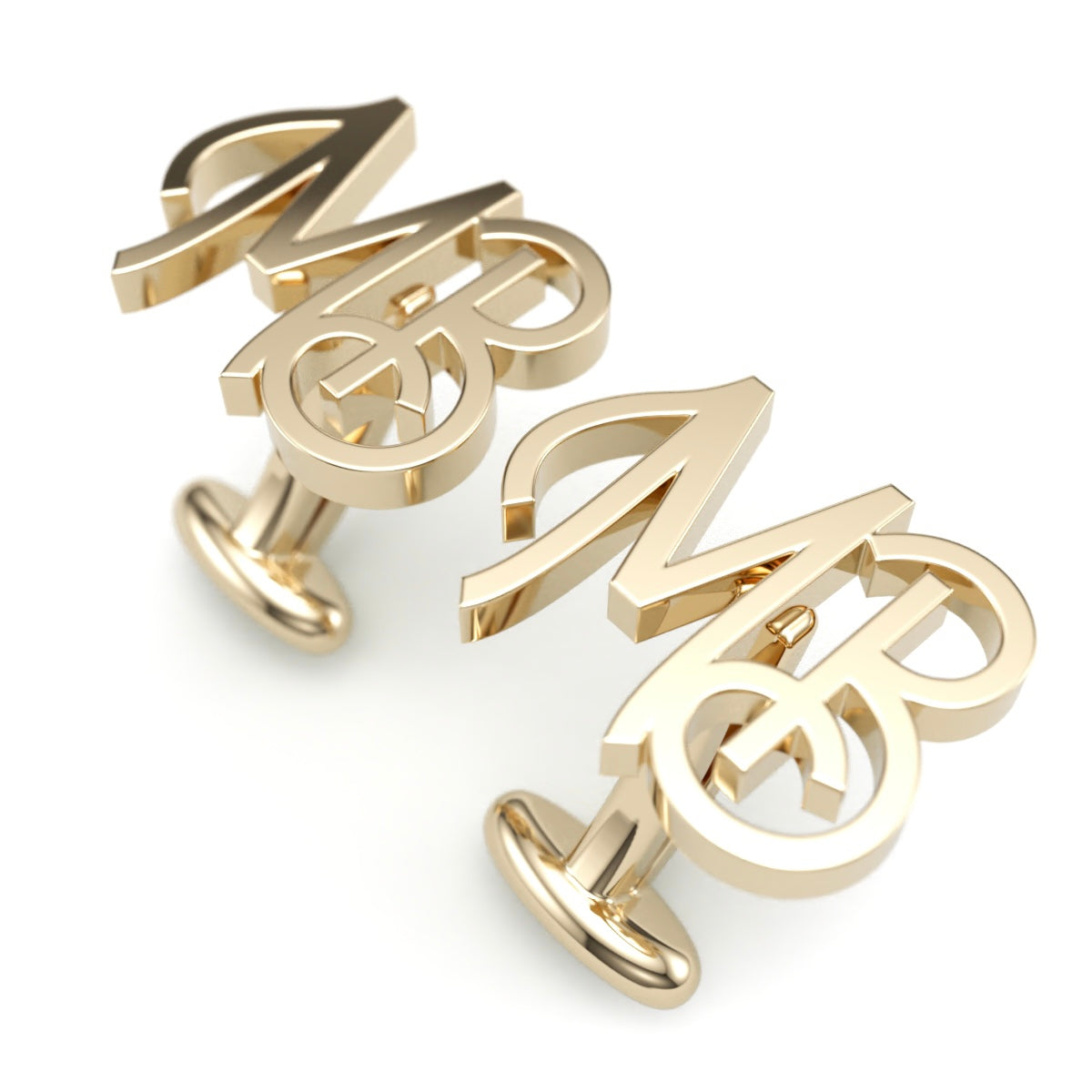 14k Gold Custom Two Initial Cufflinks. Gentleman