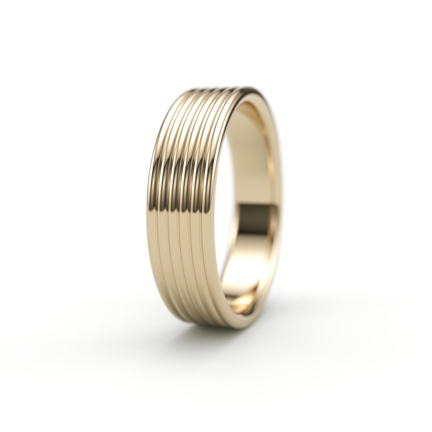 Banded solid gold wedding band. 6mm