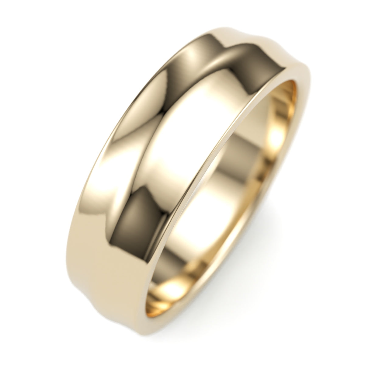 Solid Gold Wedding Band. Polished ridge 6mm