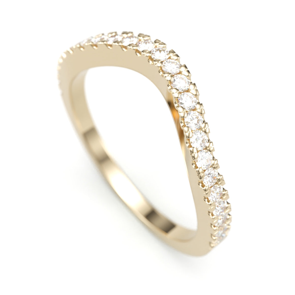 Curved Pave Diamond Wedding Band. 1.8 mm